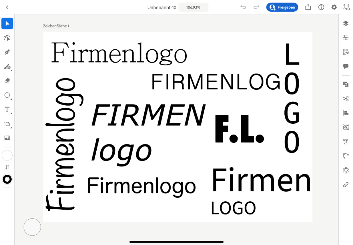 verschiedene Schriftarten in Illustrator